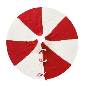 Guopei02 Christmas Tree Collar Skirt, Polyester, Festive Red and White Holiday Tree Ring Cover, with Drawstring for Artificial Trees