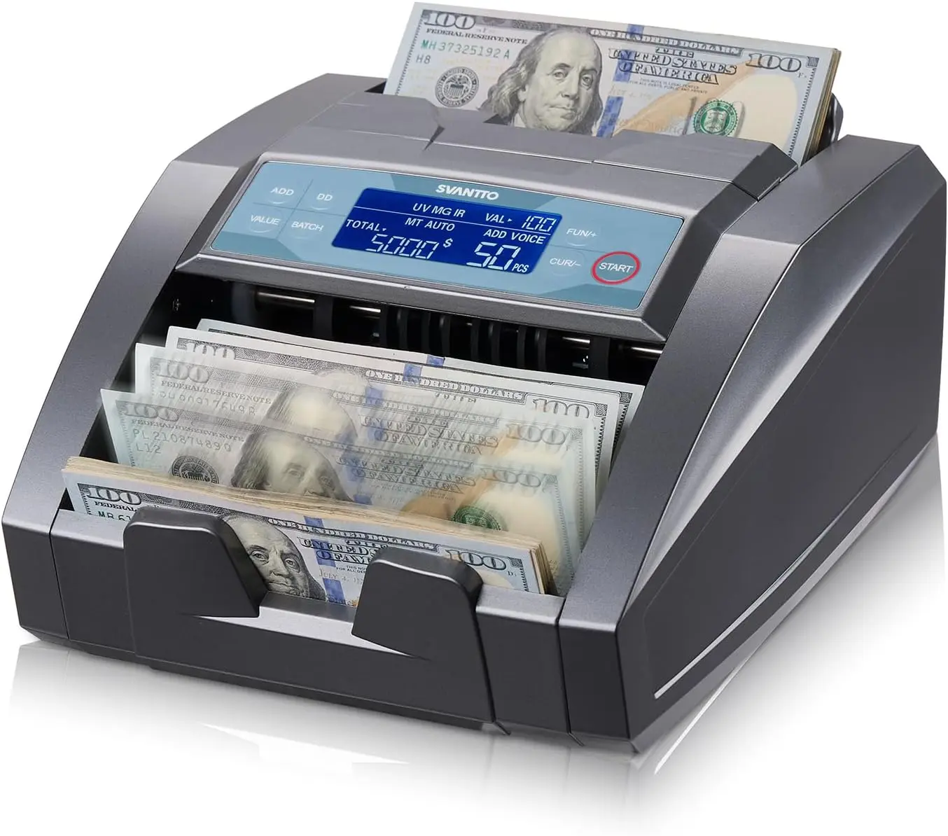 Money Counter Machine with Value Count, Bill Counter 1300 Notes/Min | No Jams,Accurate Count,MT/UV/MG/IR/DD/DBL Counterfeit Detection, Add/Batch Mode, Dollar/Euro Cash Counter, 2Y Manufacturer