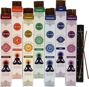 Chakra Incense Sticks - Total 120 Insence-Sticks (20 Insense x 6 Incents) - Incienso Incents-Sticks for 7 Chakra Meditation Muladhara Sacral Manipura Heart Throat Crown Ajna + Incense Holder