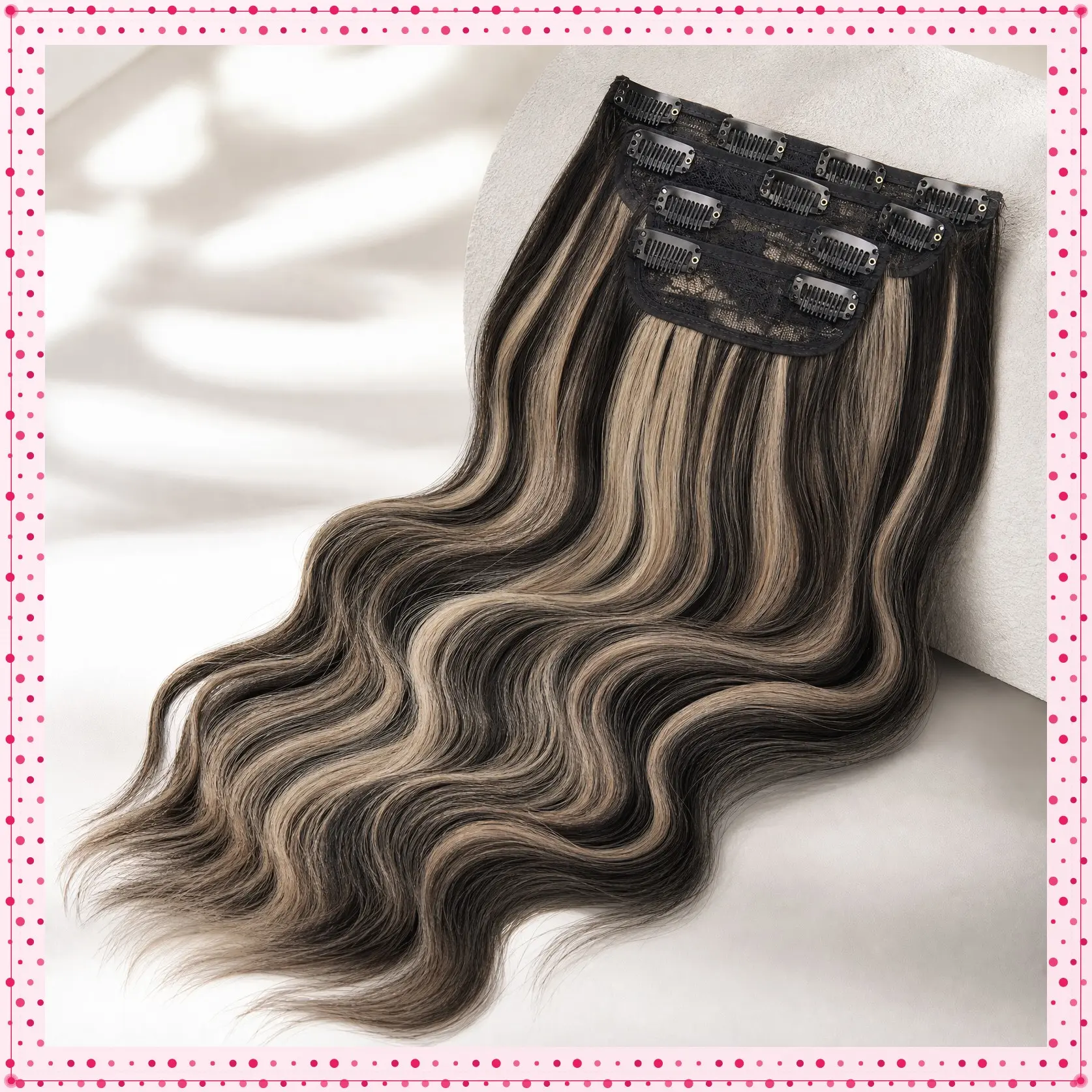 AISI HAIR Clip In Hair Extensions, 20/24 Inch Long Wavy Synthetic Hairpieces for Women, Thick Double Weft 4-Piece Set with Non-Slip Clips, Heat Resistant, Hair Extensions Clip In, Chestnut Brown