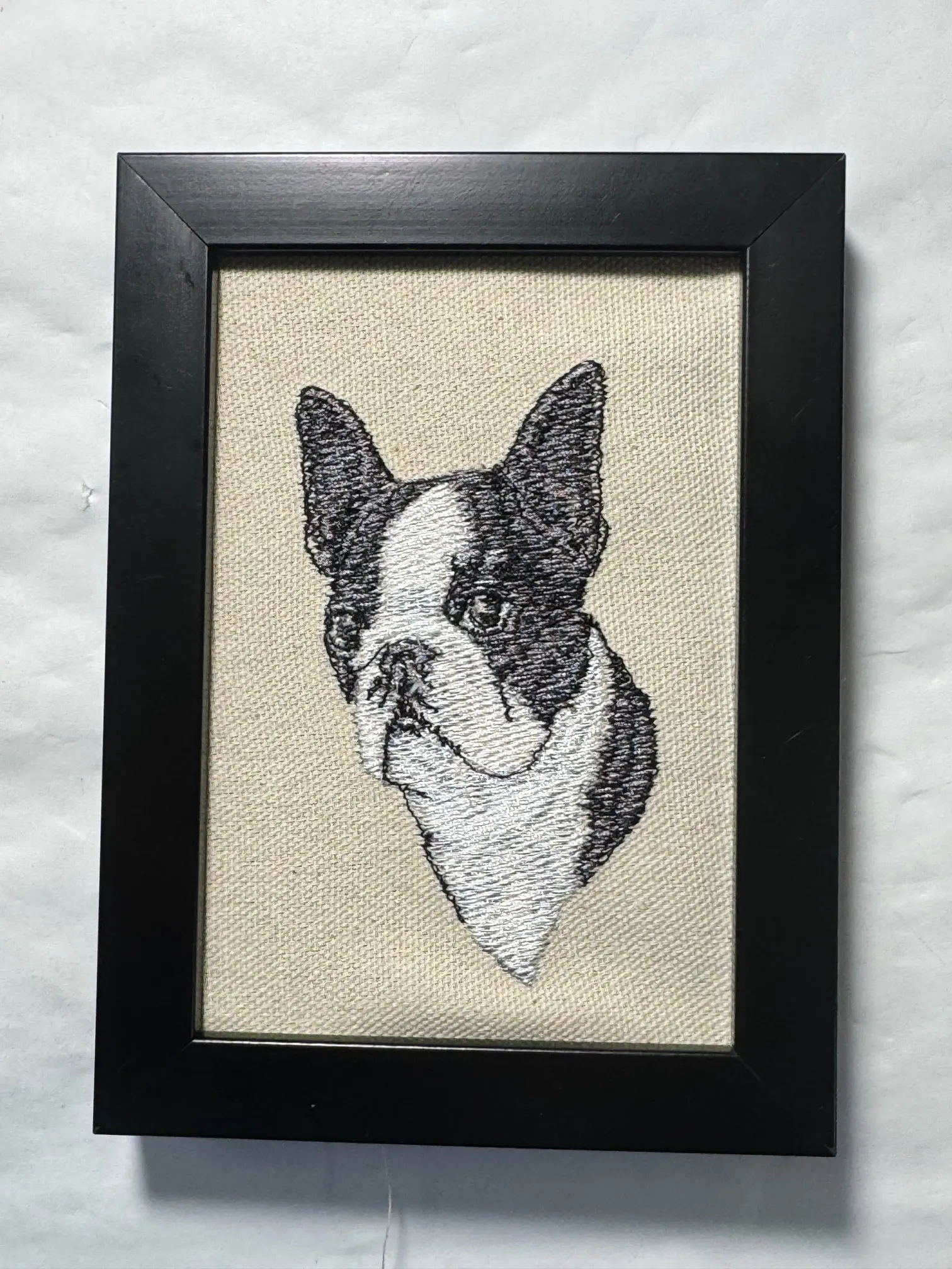Boston Terrier Machine-Embroidered Framed Home Decor Plaque - Unique Canine Charm Tabletop Sign for Home, Office, Room - Wall Art Option, Other Dog Breeds & Designs Available