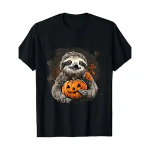 Cute Sloth Holding Jack-O-Lantern Halloween T-Shirt for Men and Women Perfect for Costume Parties and Year-Round Comfort