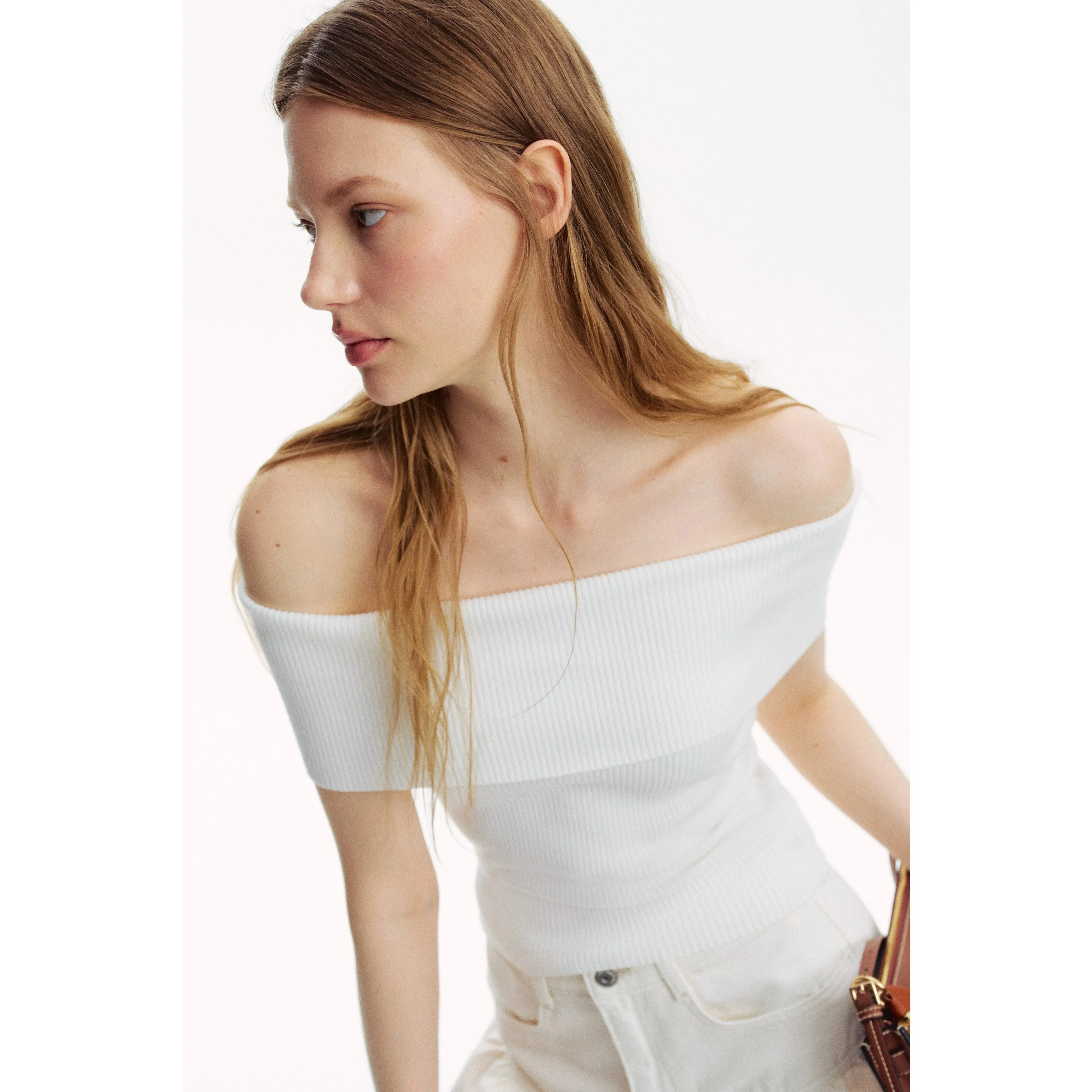 H&M Rib-knit off-the-shoulder top - TikTok Shop