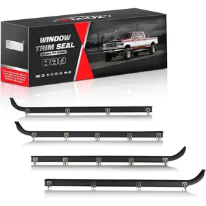 Front Door Window Molding Sweep Felt Trim Seal Weather Stripping Kit Fit for  F150 F-150 F250 F350 Bronco 1987-1997 Replaces E7TZ1521452A E7TZ1521453A F2TZ1521456A F2TZ1521457A(4Pcs)