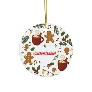 Customizable Holiday Ceramic Ornament - Gingerbread, Christmas Decoration, Winter Decor, Personalized Gift, Festive Tree Ornament