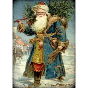 Santa Brings The Tree (Victorian Santa 1) (51 Pieces) Mini Christmas Wooden Jigsaw Puzzle