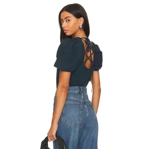 Nation LTD Dominique Lace Up Tee in Caspian