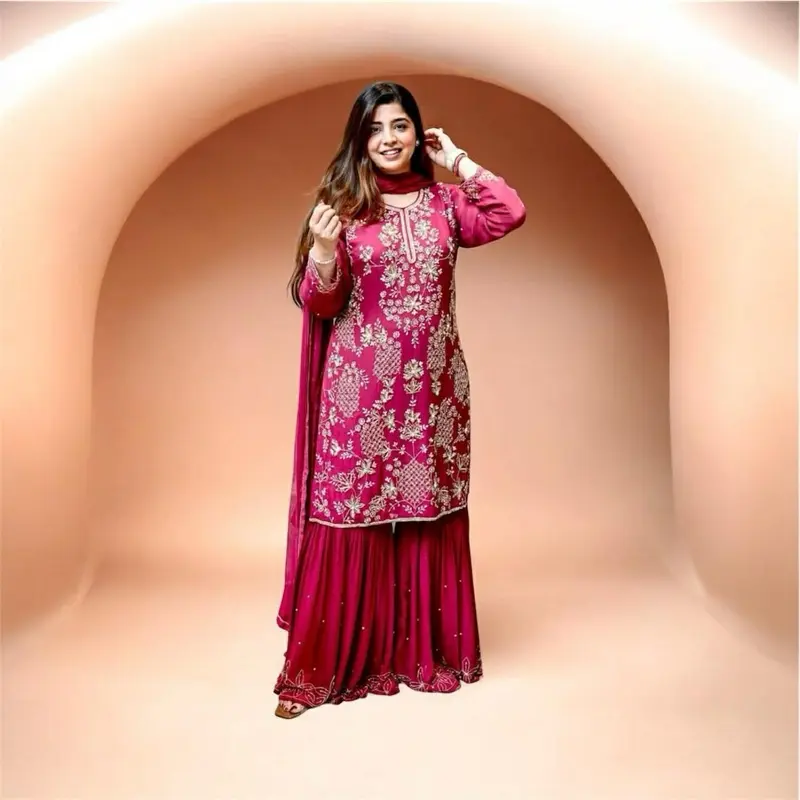 Garara Set in Soft Georgette - Perfect for Any Occasion or Party - Elegant Design for Special Events Formal Womenswear Fashion Dress