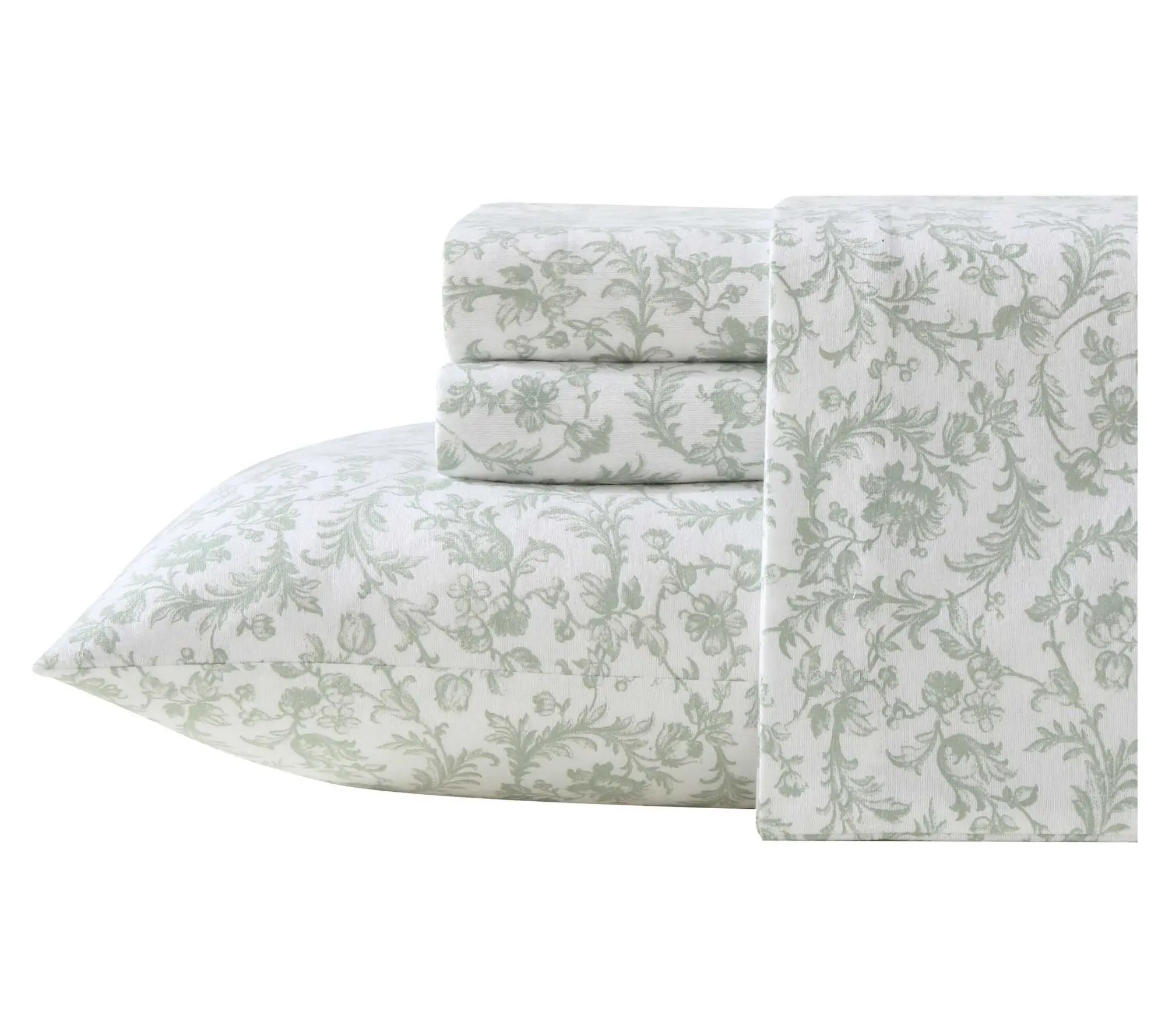 Laura Ashley Brinna Hemlock Green Flannel Queen Sheet Set