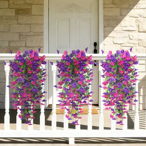 Senjie 2Pcs/4Pcs Dreamy Cascading Wildflowers Hanging Wildflower Vines - Realistic Faux Greenery & Blooms for Outdoor Patio, No Maintenance Needed