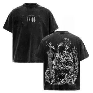 Igris Solo Leveling Vintage Washed Oversized T-Shirt – Dark Anime Graphic Tee, Anime Streetwear Unisex Shirt