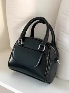Handbag Small Square Bag, Detachable Crossbody Design, Zipper Front Pocket, Portable Daily Commute Organizer, Ideal for Casual Wear