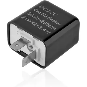 12V Speed Adjustable 2 Pin LED Flasher Relay, Electronic Flasher Relay Replacement Hazard Warn Flasher Relay, 2-Pin Hyper Flash Relay Fix Car Motorcycle LED Turn Signal Light (Black)