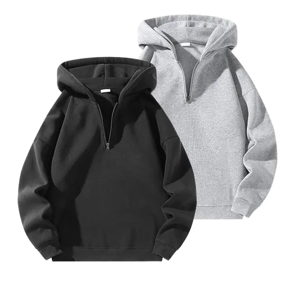 2PCS unisex fashion casual sweatshirt, half zip design, regular fit, drop shoulder sleeves, long sleeves, suitable for everyday wear, can be given as a gift to others