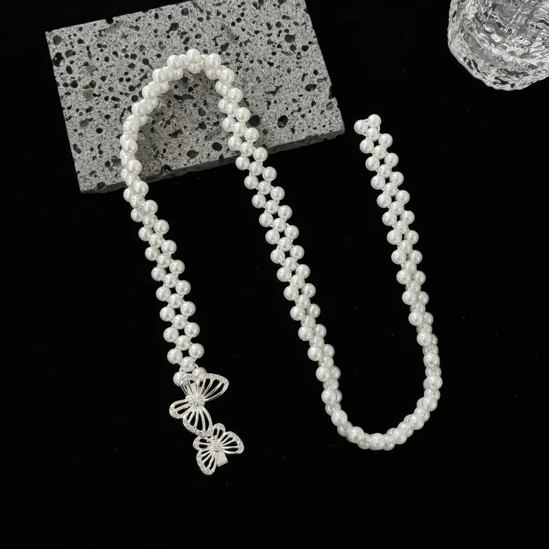 Women Pearl Elastic Waist Chain Belt, Elegant Dress Waist Decor Ornament, Vintage All-match Waist Seal, Classic Hanfu Ancient Costume Accessories Stylish Waistband For Daily Outfit Matching