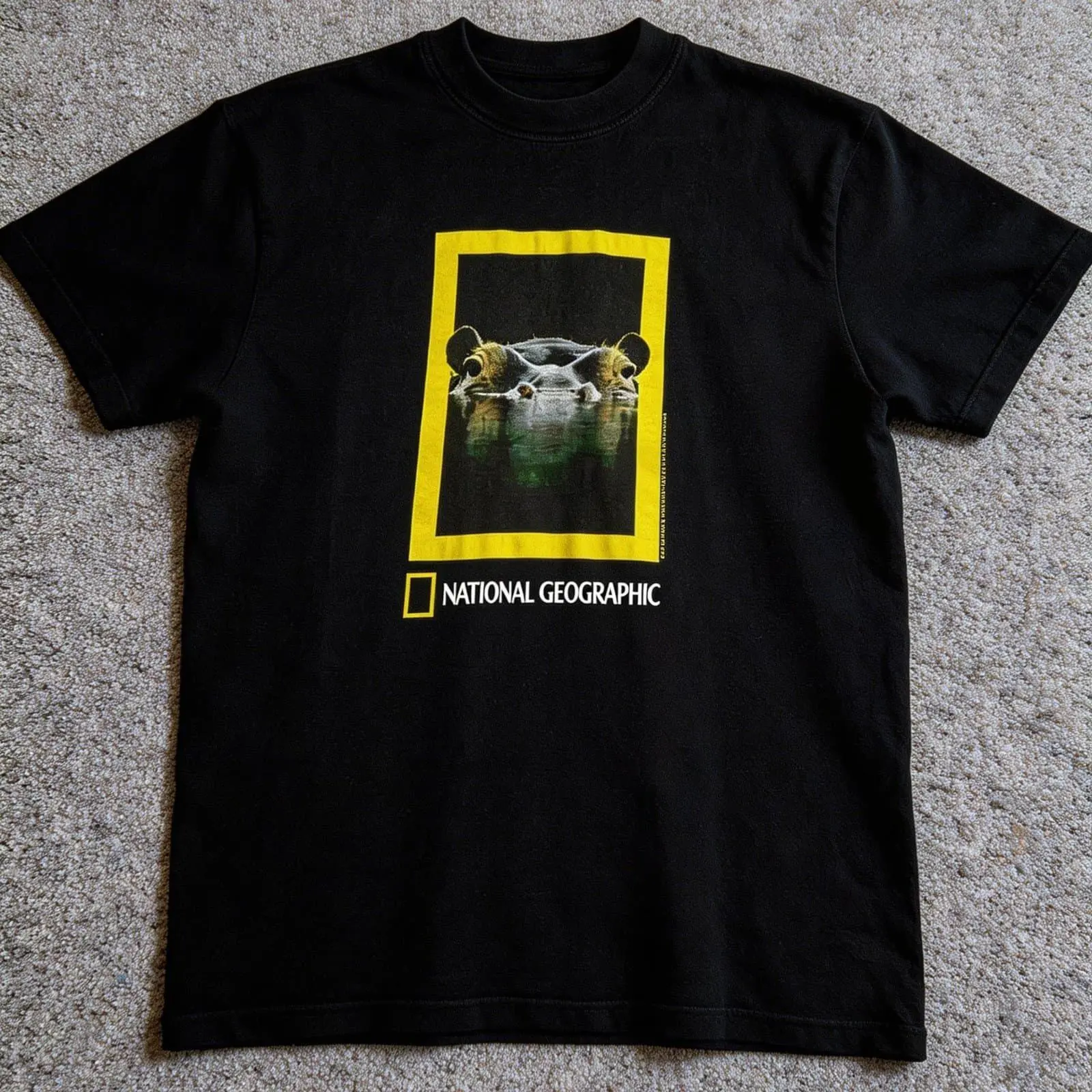National Geographic Hippo Hippopotamus Graphic T-Shirt Unisex Vintage Streetwear