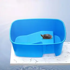 Reptile Habitat with Basking Zone 🦎🐢 | Non-Slip Turtle Tank & Dry Platform | Easy-Clean Plastic Terrarium for Lizards/Snakes