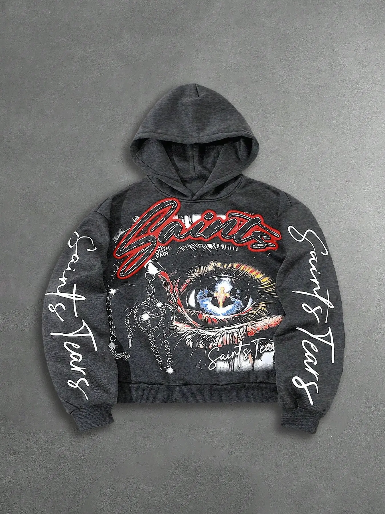 Men's Streetwear Hoodie, Casual Graphic Print, Short Fitted Sweatshirt, Fall & Winter Fashion, Hip-Hop Style, Casual Hooded Sweatshirt, Comfortable and Trendy