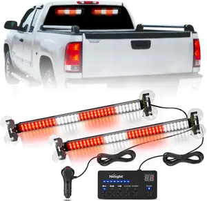 Nilight 144 LED Strobe Traffic Advisor Light Bar Red White with Controller 2 in 1 Automotive  Warning Flashing  Windshield Lights Bars for Cars Tow Plow Trucks Construction Vehicles