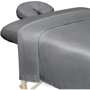 Premium Microfiber 3-Piece Massage Sheet Set, Cool Grey, Ultra-Light, Stain and Wrinkle Resistant, Includes Flat, Fitted Sheet and Massage Face Rest Cover