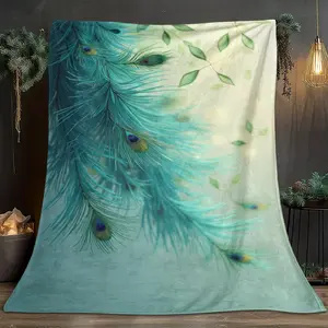 1pcs Flannel Blanket With The Theme Of Peacock Feather Beauty, Digital Printing, Sofa Bed Cover Blanket, Skin-Friendly And Soft, Suitable For Birthday And New Year Gifts All Year Round