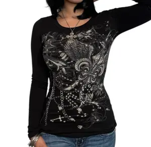 Bella Rhinestone Long Sleeve Black