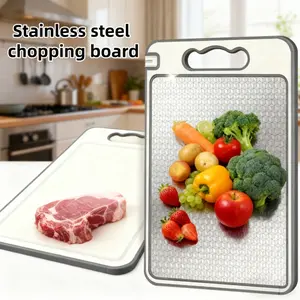 1/3 stainless steel cutting board, double-sided kitchen cutting board, Durable chopping board, scratch resistant mesh design, suitable for meat, fruits, and vegetables, easy to clean, non slip, housewarming gift