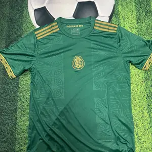 Mexico Jersey - Green Soccer Team Apparel with Gold Trim and Emblem