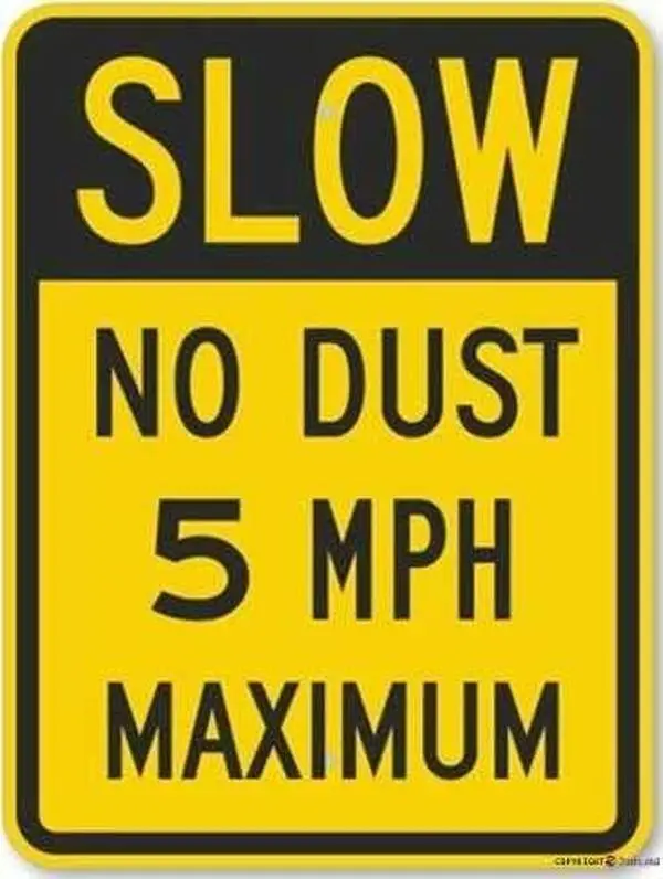 Heavy-Duty Character-Based 8x12 in Tin Rectangle Road Sign - 5 Mph Max Speed, Slow-No Dust Aluminum Metal Sign, Indoor-Outdoor Home Decor Plaque for Garage