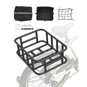 VEVOR Rear Bike Basket, Wire Mesh Bicycle Basket with Cargo Net Waterproof Cover, Durable Metal Bike Back Basket, Fits Most Rear Bike Racks, Mounting Tools IncludedVEVOR Super Brand Day