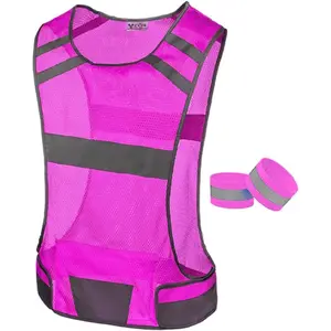 Mesh Reflective Vest with Inside Pocket - High Visibility Reflective Running Safety Vest Straps for Men Women & Kids