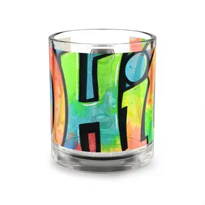Colorful Graffiti Alphabet Mug 10oz | Pop Art Letter Glass Mug