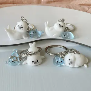1/4/8pcs Random Cartoon 3D Night Glow Seal Keychain Set, Cute Keychains, Keychain Accessories, Keychain Charm, Beautiful Decorative Pendants, Perfect Holiday Gift for Men and Women