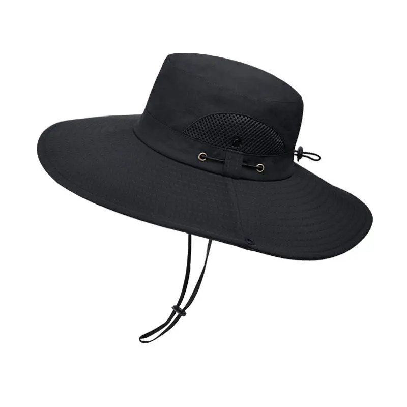 Wide Brim UV Protection Waterproof Adjustable Foldable Sun Hat - Sports Outdoor Hats, Polyester Outdoor Headwear for Men & Women, Fishing Hiking Use, Wide-Brimmed Sports & Outdoor Hats