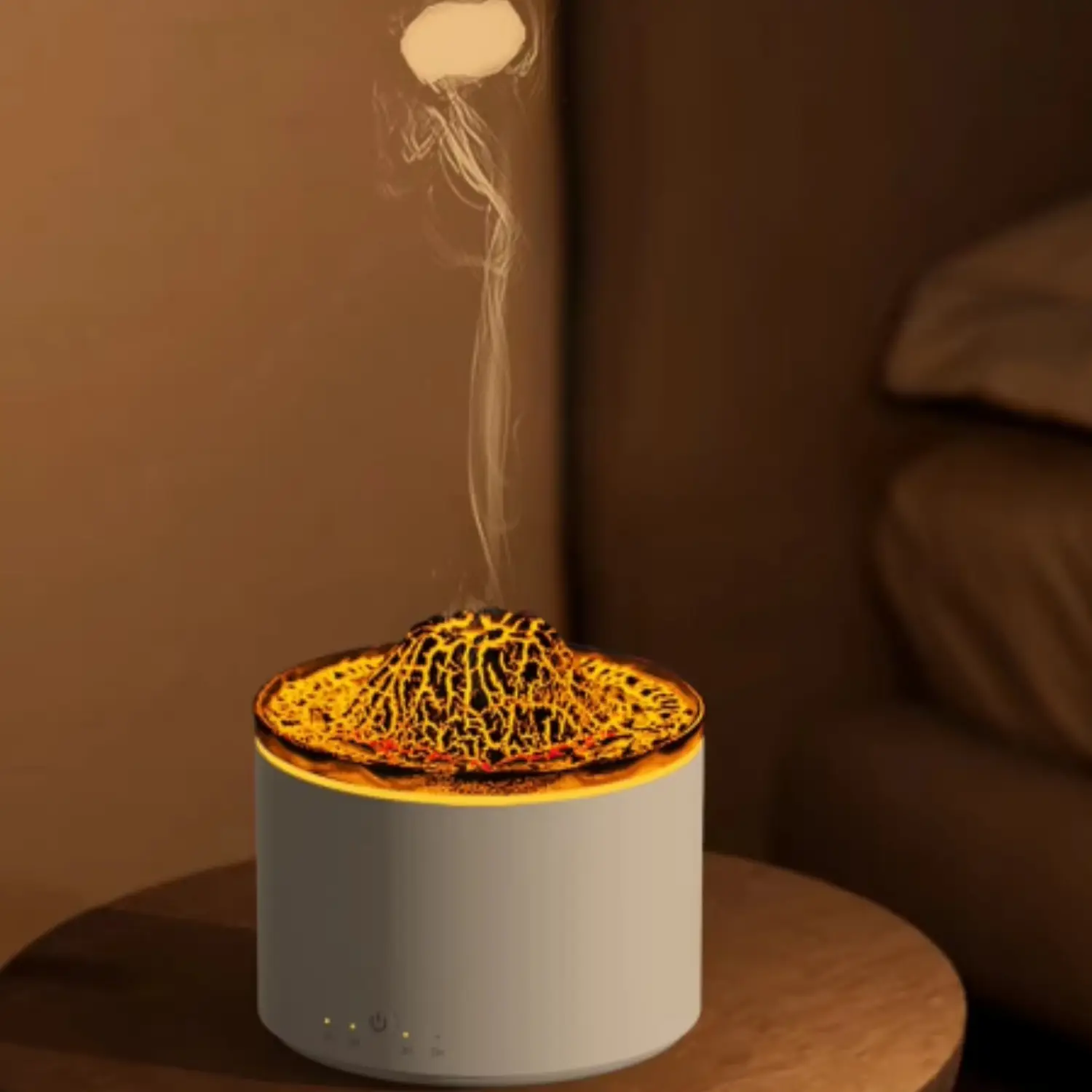 Colorful Flame Air Aroma Diffuser Humidifier Noiseless Essential Oil Diffuser for Home & Office Use with 3 Timing Settings and Volcano Flame Effect