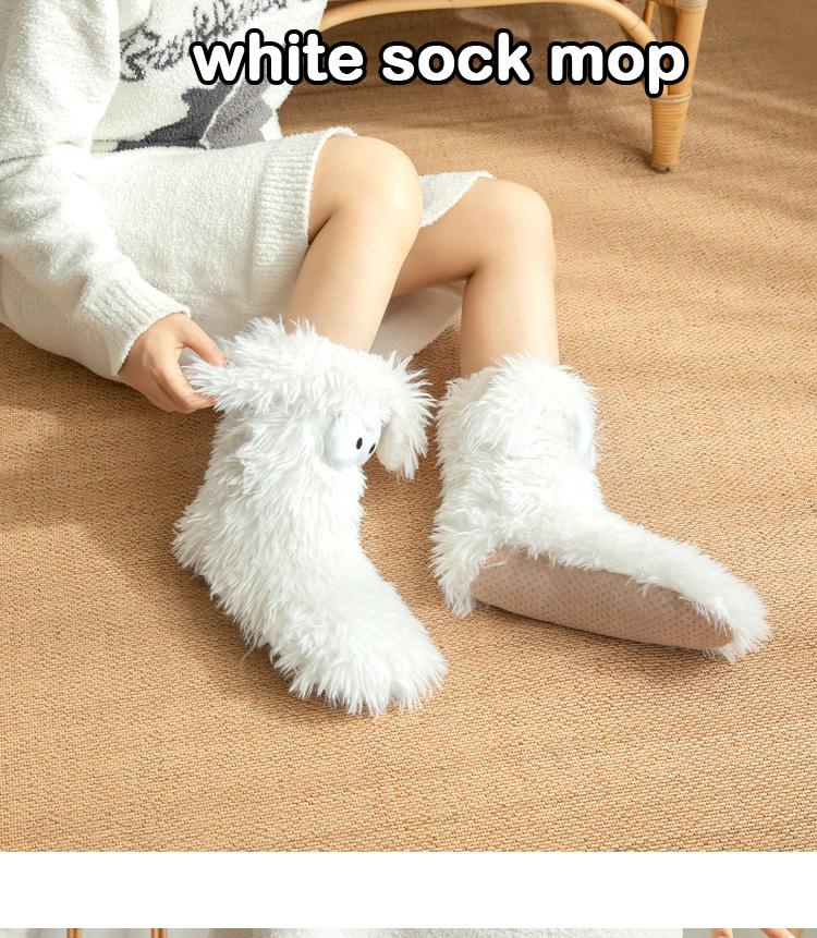 Women's Plush Slippers Socks Floor Socks Winter Home Indoor Thickened Fleece-Lined Anti-Slip Adult Women's Plush Snow Socks Shoe Covers