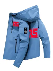 Men's Hooded Sweatshirt with Balaclava Mask, Loose Fit Rs Print, Full Zip Fleece Lined, Windproof Warm Coat S-Xxxl