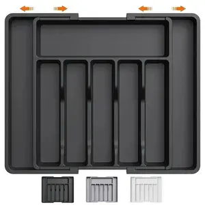 Large Expandable Cutlery Organizer, BPA-Free Food Grade Knife Fork Holder, Adjustable Kitchen Drawer Storage Box, Kitchen Pantry Storage, Three Colors Available
