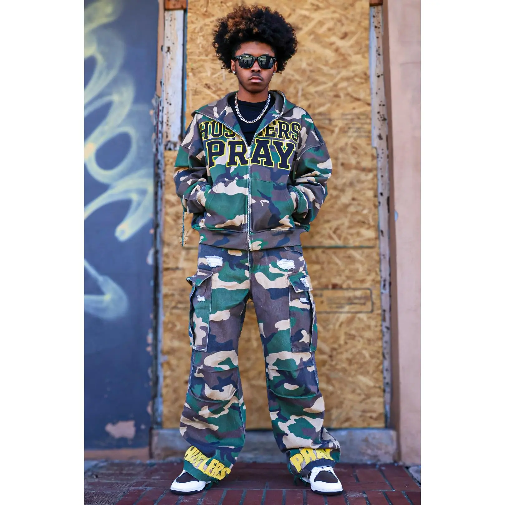 Hustlers Pray Camo Zip Up