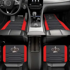 4pcs Fashionable Car Floor Mats, Crown Design, Non-Slip Base, Fits Most Models, Tesla Mdy, Suvs, Elegant Interior Decor, Halloween Christmas Gift, Automotive Floor Mats