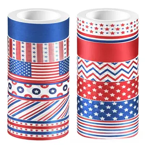 12 Rolls USA Independence Day Transparent Washi Tape Set – Sticker Decorative Tape for Journaling, DIY Craft Supplies for Holiday Cards, Scrapbooking & Party Decor