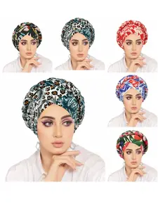 Women's Fashion Casual Floral Print Faux Fur Headscarf Hat, Soft Milk Silk Fabric Wrap Cap for Daily Wear & Stylish