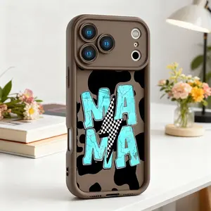 Personality Fashion Cow Print Marble Mama Angel Eye Phone cases Case Compatible with For iPhone 17 Pro Max 16 16e 15 14 Plus 13 12 Mini 11 Air X XS Pattern TPU Lens Protection Durable Soft Cover Gift 2D printing Smartphone Shockproof