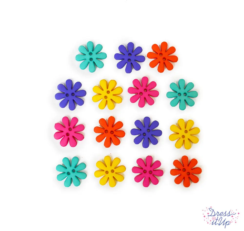 Sew Cute Retro Flowers Bright Colorful Flower Sew Thru Buttons