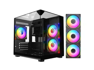 DIYPC ARGB-DC100-BK Black Dual USB3.0 Tempered Glass Micro ATX Gaming Computer Case w/ 3 x ARGB PWM Fans (Pre-Installed) DIYPC ARGB-DC100-BK Black Dual USB3.0 Tempered Glass Micro ATX Gaming Computer Case w/ 3 x ARGB PWM Fans (Pre-Installed)