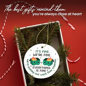 Christmas Funny Work Gifts for Coworkers - Ceramic Dumpster Fire Christmas Ornaments 2025 - Appreciation Gift for Work Bestie Friend, Stocking Stuffers, Gag Gift, White Elephant Gifts Women Men, Funny Ornament