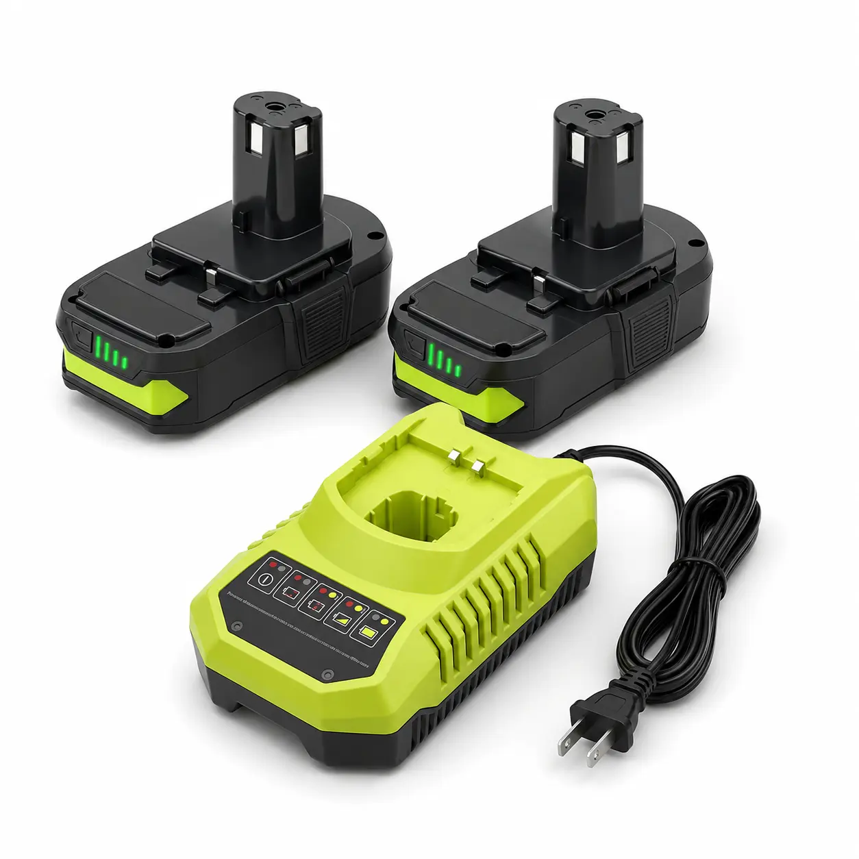 2-Pack 3.6Ah Ryobi 18V Replacement Batteries with P117 Fast Charger Combo, 12V-18V Universal Charger for Ryobi 1+ Power Tools