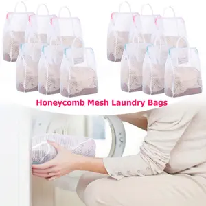 A Set of 12/6 Honeycomb Mesh Laundry Bags with Handle,12''x8'' Socks Bag for Washing Machine for Delicate Items Lingerie Travel Garment (Pink and Blue),Christmas Party Gifts,Hand Tools Kits
