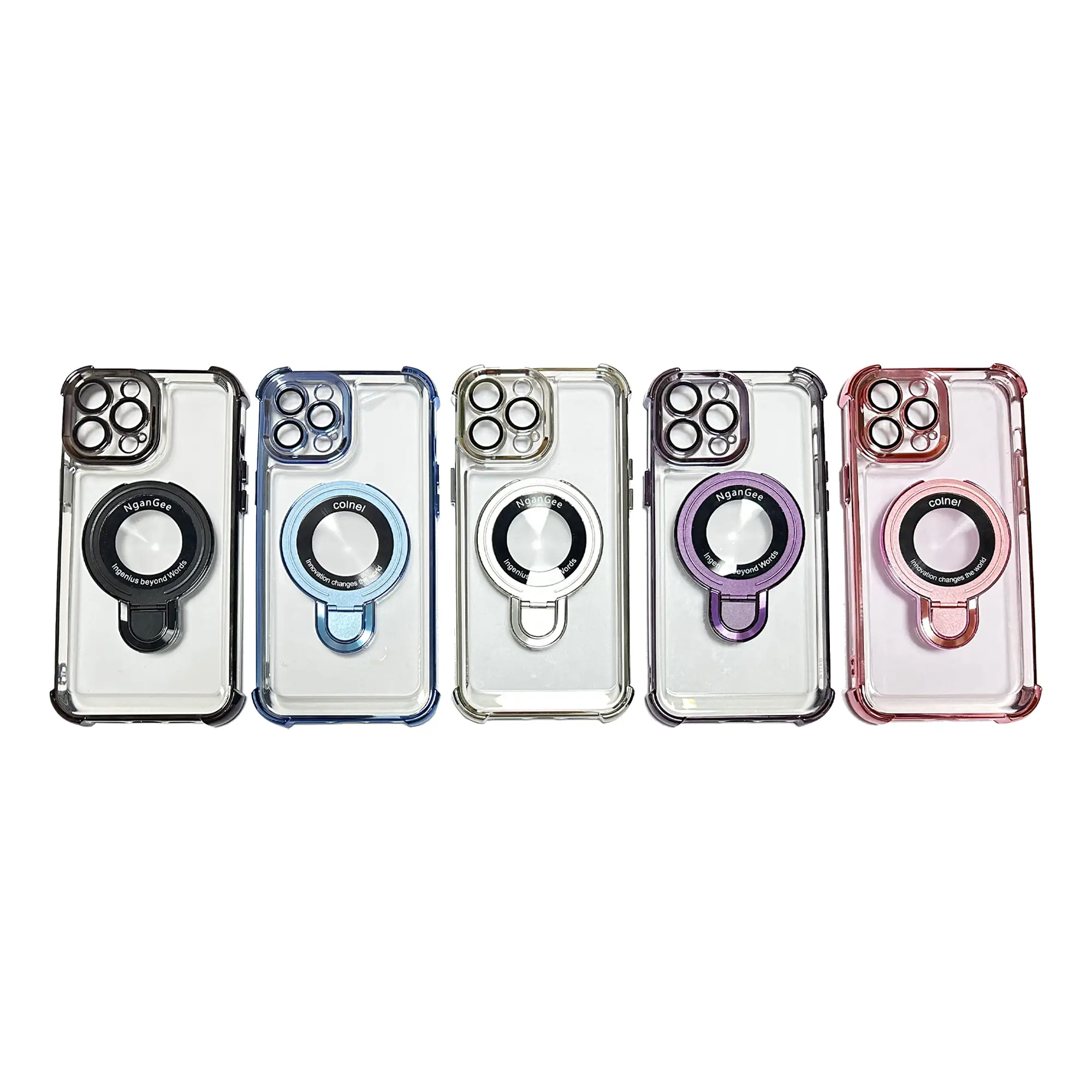 Ngangee for iPhone 14 15 16 Pro Max Case with Magnetic Stand Four Corners Shockproof [Military Grade Drop Protection] Luxury Slim Kickstand Case