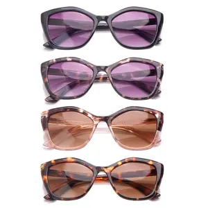 4-Piece Gray-Tinted Blue Light Blocking Sunglasses,designed specifically for women.Features stylish cat-eye frames with spring hinges and premium blue light blocking lenses for comfortable wear.Ideal for outdoor activities and makes a perfect holiday gift